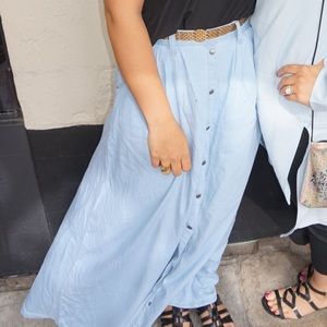 Denim button down maxi skirt